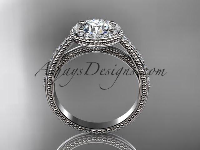 14kt white gold diamond unique engagement ring, wedding ring ADER104 - AnjaysDesigns