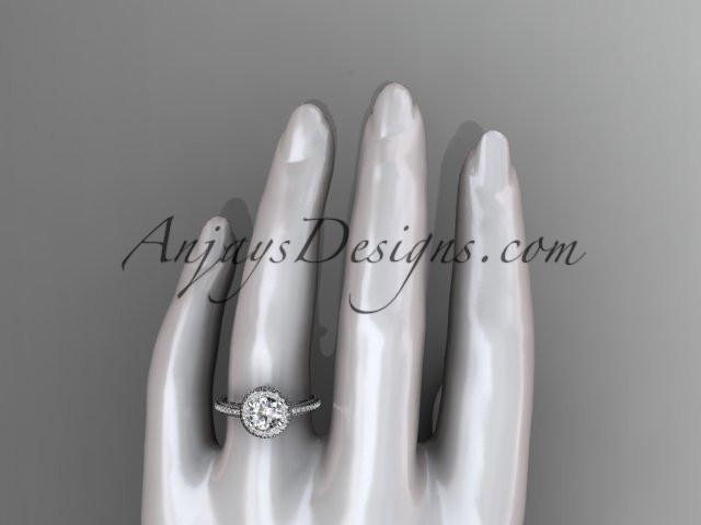 14kt white gold diamond unique engagement ring, wedding ring ADER104 - AnjaysDesigns