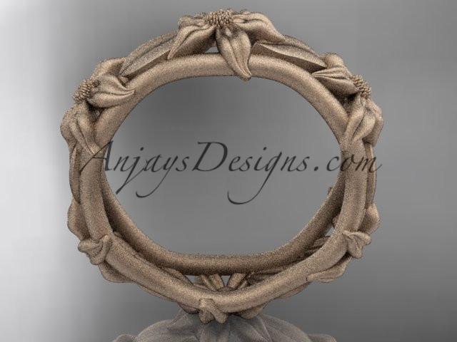 14kt rose gold diamond leaf and vine, floral wedding ring, wedding band ADLR105 - AnjaysDesigns