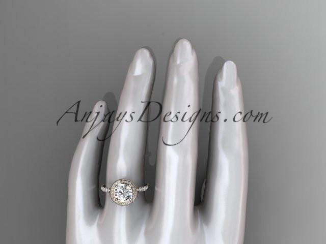 14kt rose gold diamond unique engagement ring, wedding ring ADER106 - AnjaysDesigns