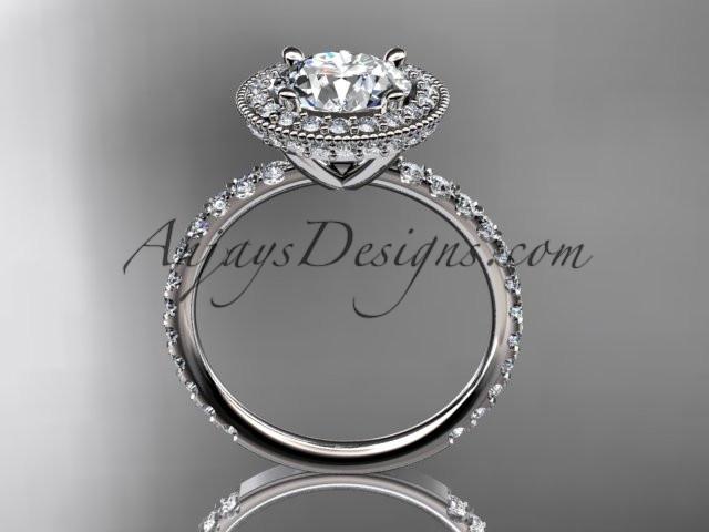 14kt white gold diamond unique engagement ring, wedding ring ADER106 - AnjaysDesigns