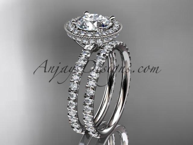 platinum diamond unique wedding ring, engagement ring ADER106S - AnjaysDesigns