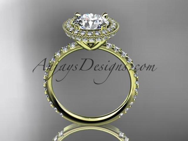 14kt yellow gold diamond unique engagement ring, wedding ring with a "Forever One" Moissanite center stone ADER106 - AnjaysDesigns
