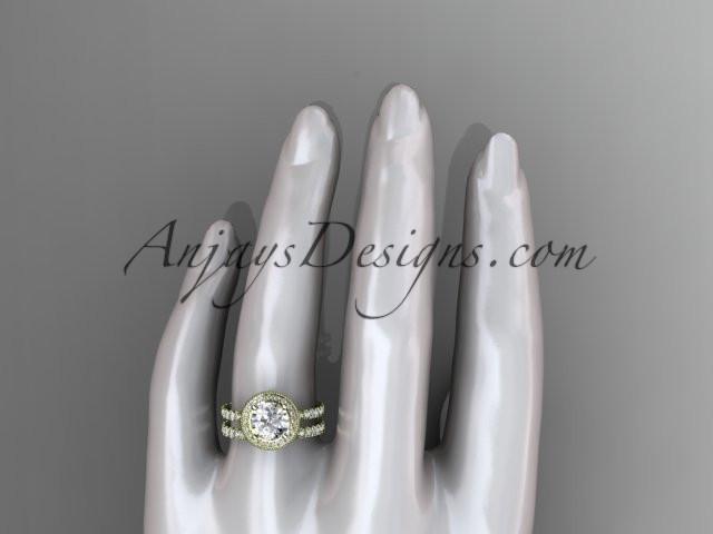 14kt yellow gold diamond unique wedding ring, engagement ring ADER106S - AnjaysDesigns