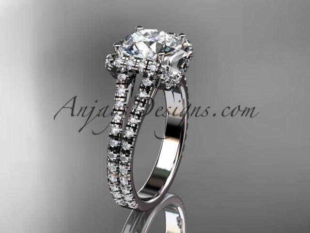 platinum diamond unique engagement ring, wedding ring ADER107 - AnjaysDesigns