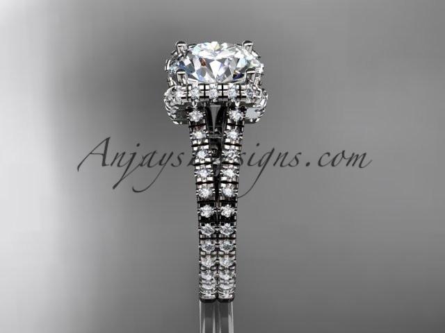 14kt white gold diamond unique engagement ring, wedding ring ADER107 - AnjaysDesigns