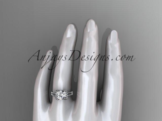 14kt white gold diamond unique engagement ring, wedding ring ADER107 - AnjaysDesigns