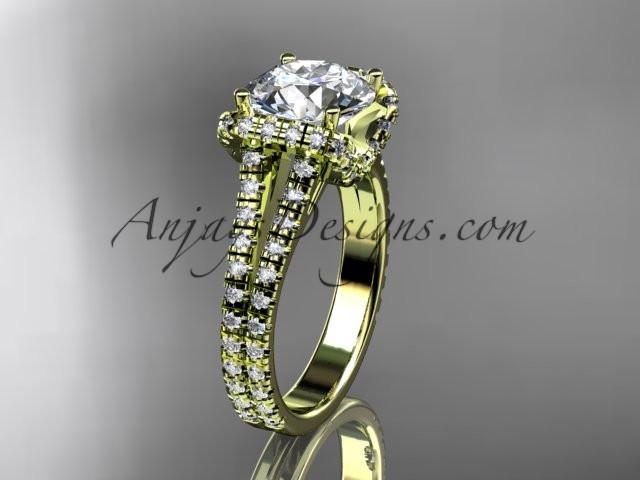 14kt yellow gold diamond unique engagement ring, wedding ring ADER107 - AnjaysDesigns