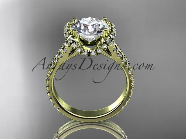 14kt yellow gold diamond unique engagement ring, wedding ring ADER107 - AnjaysDesigns