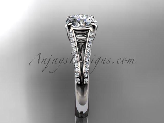 14kt white gold diamond unique engagement ring, wedding ring ADER108 - AnjaysDesigns