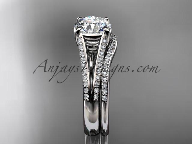 platinum diamond unique engagement set, wedding ring ADER108S - AnjaysDesigns