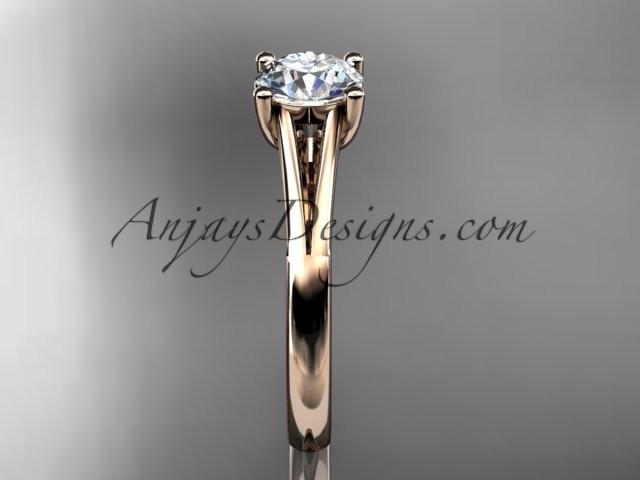 14kt rose gold diamond unique engagement ring, wedding ring, solitaire ring ADER109 - AnjaysDesigns