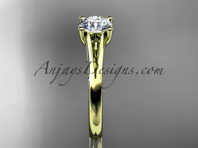 14kt yellow gold diamond unique engagement ring, wedding ring, solitaire ring ADER109 - AnjaysDesigns