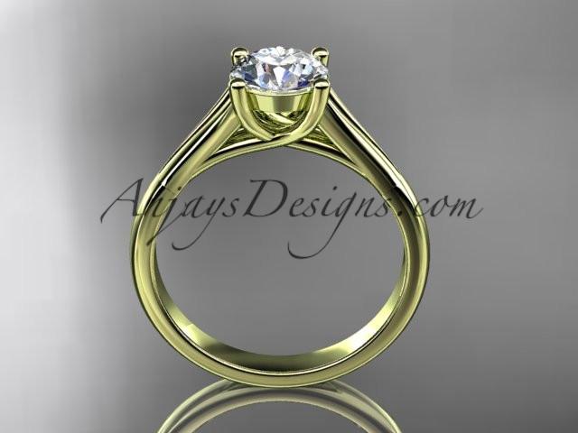 14kt yellow gold diamond unique engagement ring, wedding ring, solitaire ring ADER109 - AnjaysDesigns