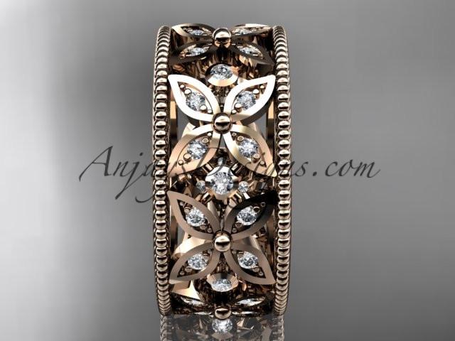 14k rose gold diamond leaf and vine wedding band,engagement ring ADLR10B - AnjaysDesigns, Diamond Wedding Bands - Jewelry, Anjays Designs - AnjaysDesigns, AnjaysDesigns - AnjaysDesigns.co, 