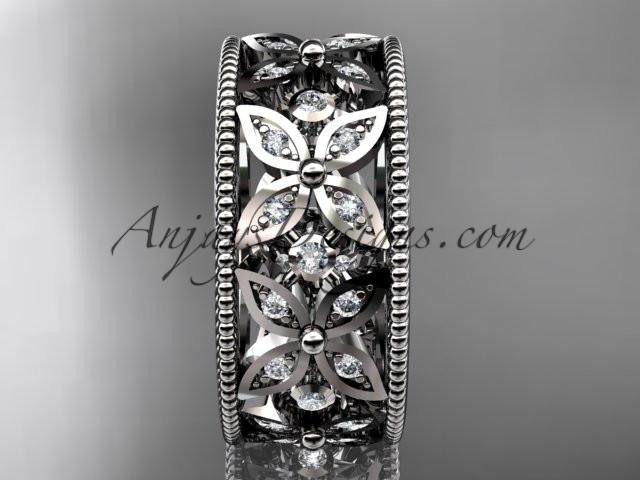 platinum diamond leaf and vine wedding band,engagement ring ADLR10B - AnjaysDesigns