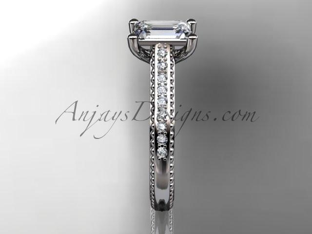 14kt white gold diamond unique engagement ring, wedding ring ADER113 - AnjaysDesigns