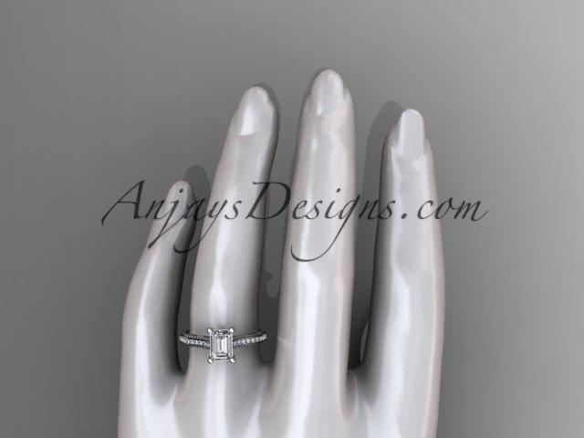 14kt white gold diamond unique engagement ring, wedding ring ADER113 - AnjaysDesigns