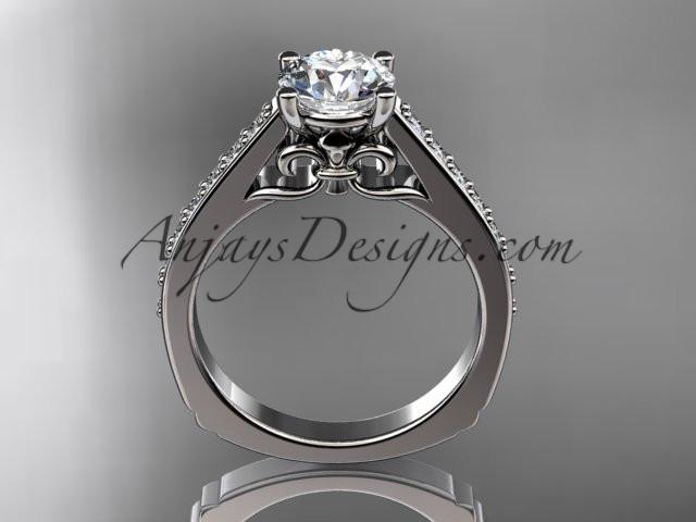 14kt white gold diamond unique engagement ring, wedding ring ADER114 - AnjaysDesigns
