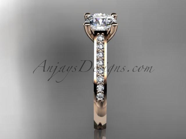 14kt rose gold diamond unique engagement ring, wedding ring ADER116 - AnjaysDesigns