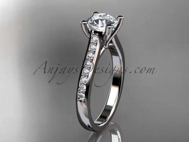 platinum diamond unique engagement ring, wedding ring ADER116 - AnjaysDesigns