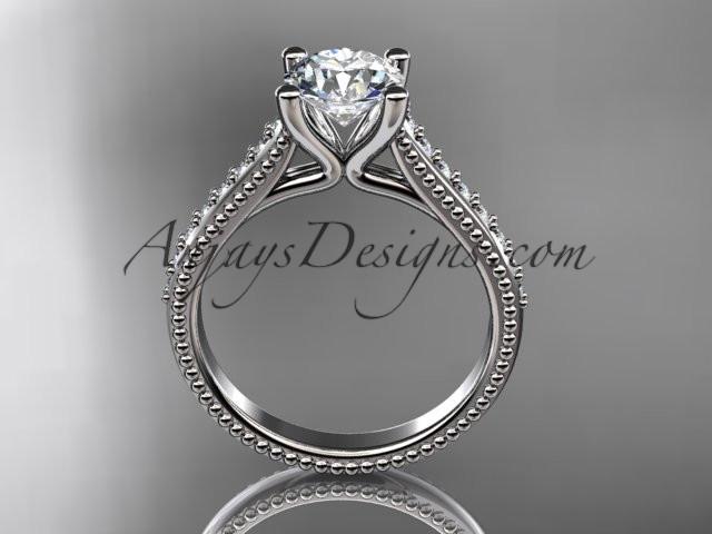 14kt white gold diamond unique engagement ring, wedding ring ADER116 - AnjaysDesigns