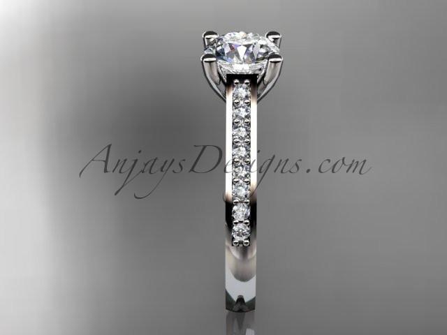 14kt white gold diamond unique engagement ring, wedding ring ADER116 - AnjaysDesigns