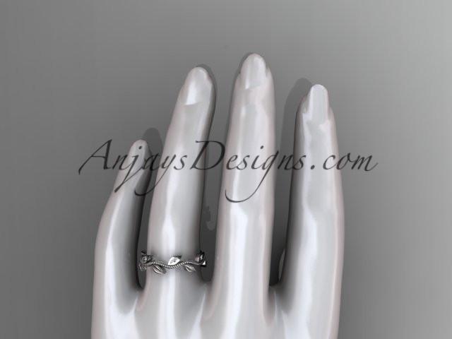 Platinum diamond leaf wedding ring, engagement ring, wedding band ADLR117 - AnjaysDesigns