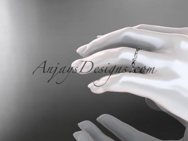 14k white gold diamond leaf and vine wedding band,engagement ring ADLR11B - AnjaysDesigns