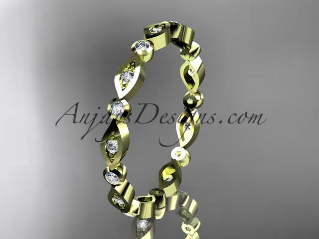14k yellow gold diamond leaf and vine wedding band,engagement ring ADLR11B - AnjaysDesigns