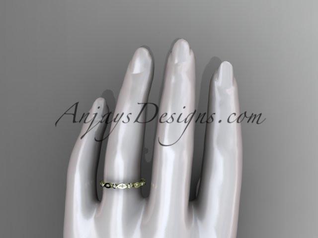 14k yellow gold diamond leaf and vine wedding band,engagement ring ADLR11B - AnjaysDesigns