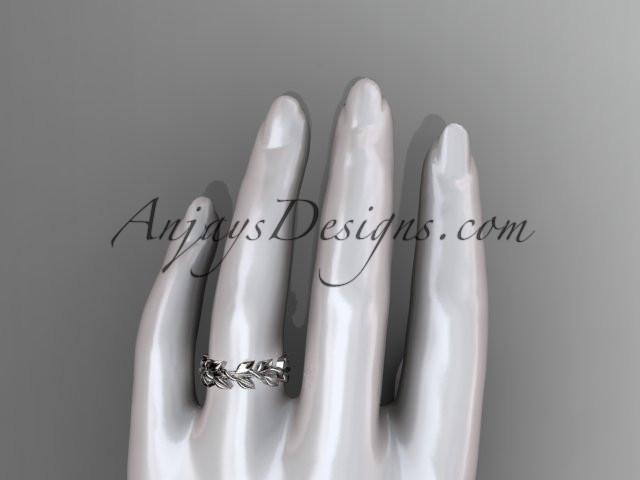 platinum leaf wedding ring, wedding band ADLR120G - AnjaysDesigns