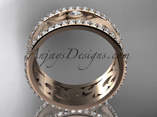 14kt rose gold diamond engagement ring, wedding band ADLR121BA - AnjaysDesigns