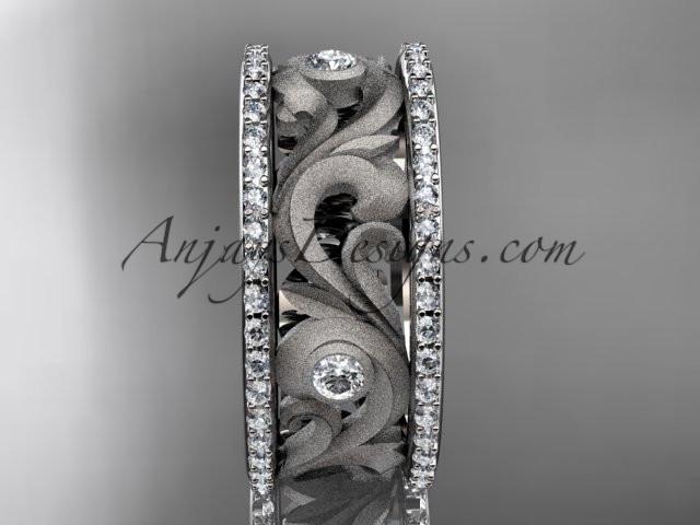 platinum diamond engagement ring, wedding band ADLR121BA - AnjaysDesigns