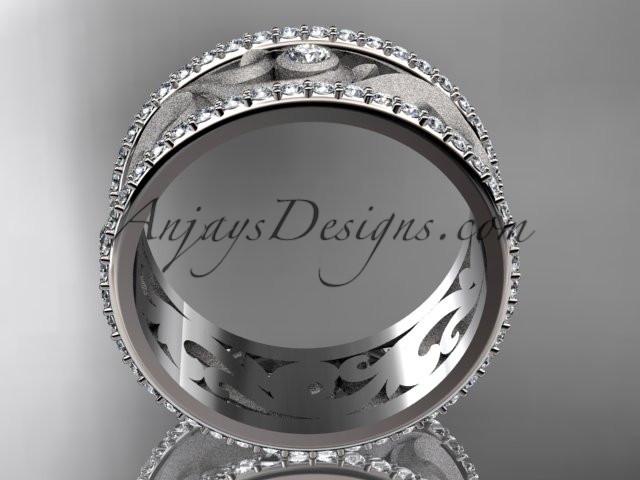 platinum diamond engagement ring, wedding band ADLR121BA - AnjaysDesigns