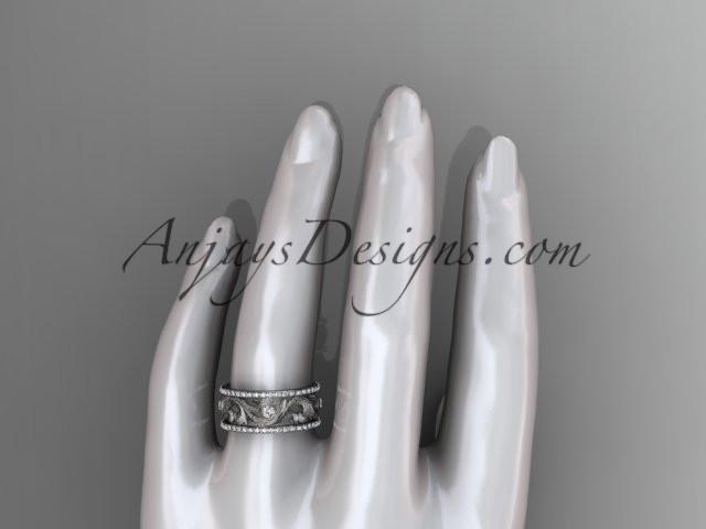 14kt white gold diamond engagement ring, wedding band ADLR121BA - AnjaysDesigns