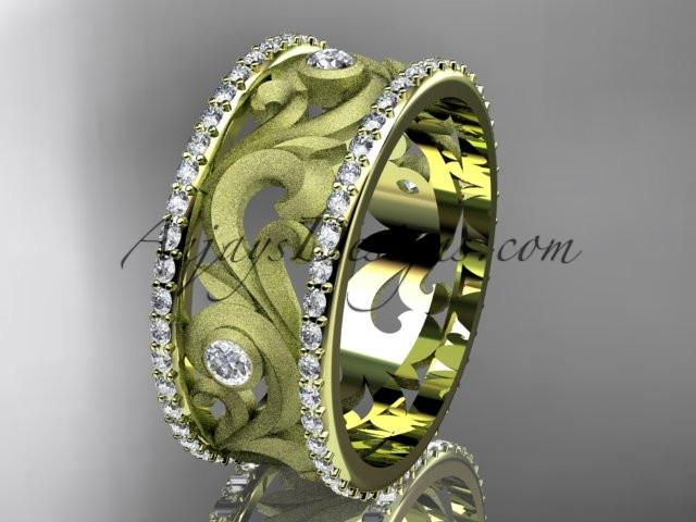 14kt yellow gold diamond engagement ring, wedding band ADLR121BA - AnjaysDesigns