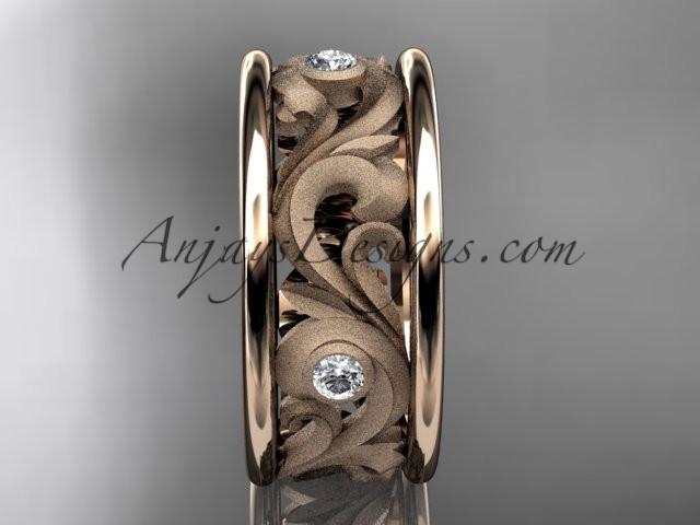 14kt rose gold diamond engagement ring, wedding band ADLR121BB - AnjaysDesigns