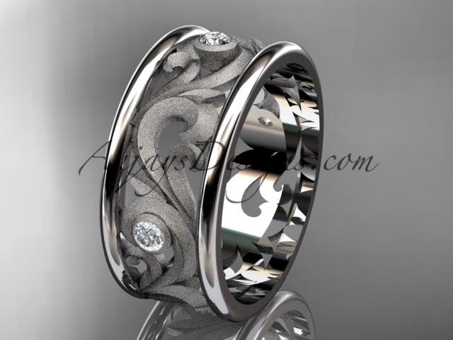 platinum diamond engagement ring, wedding band ADLR121BB - AnjaysDesigns