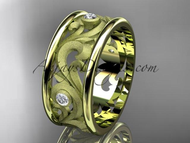 14kt yellow gold diamond engagement ring, wedding band ADLR121BB - AnjaysDesigns