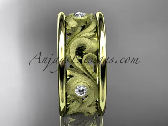 14kt yellow gold diamond engagement ring, wedding band ADLR121BB - AnjaysDesigns