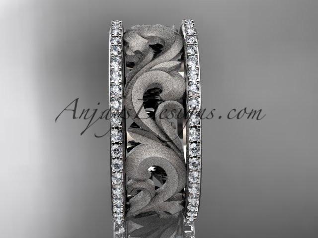 14kt white gold diamond engagement ring, wedding band ADLR121BD - AnjaysDesigns