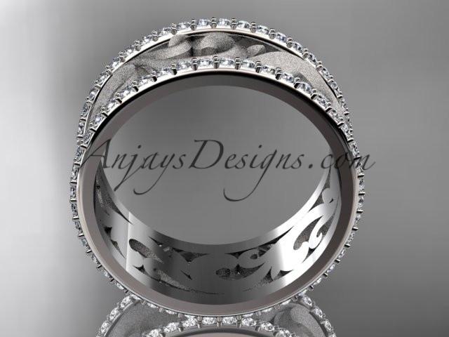 platinum diamond engagement ring, wedding band ADLR121BD - AnjaysDesigns