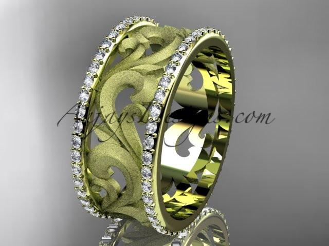 14kt yellow gold diamond engagement ring, wedding band ADLR121BD - AnjaysDesigns