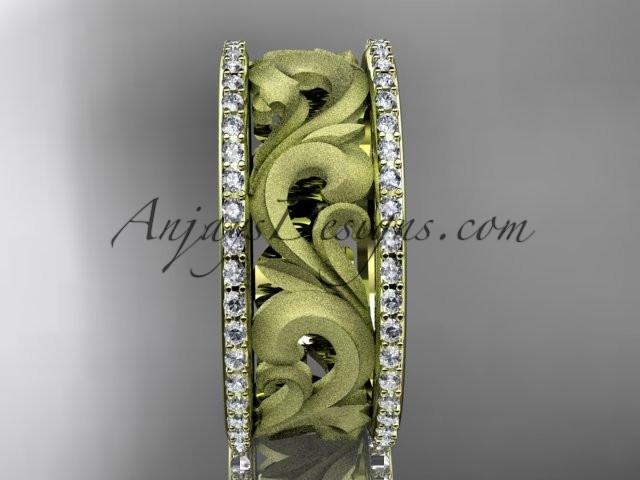 14kt yellow gold diamond engagement ring, wedding band ADLR121BD - AnjaysDesigns