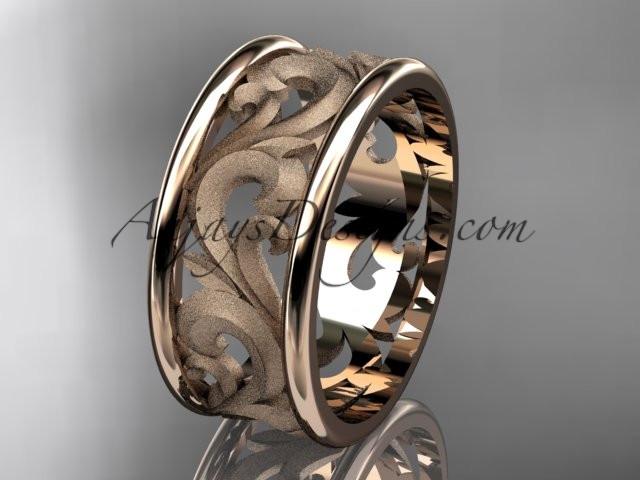 14kt rose gold leaf and vine wedding ring, engagement ring, wedding band ADLR121 - AnjaysDesigns