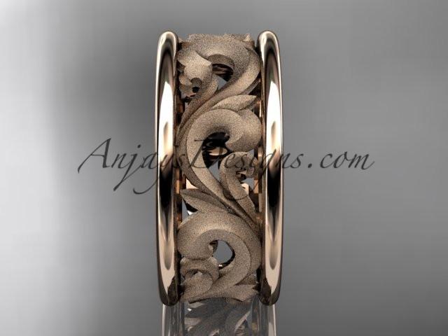 14kt rose gold leaf and vine wedding ring, engagement ring, wedding band ADLR121 - AnjaysDesigns