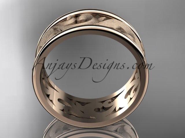 14kt rose gold leaf and vine wedding ring, engagement ring, wedding band ADLR121 - AnjaysDesigns