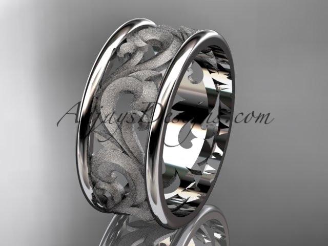 Platinum leaf and vine wedding ring, engagement ring, wedding band ADLR121 - AnjaysDesigns