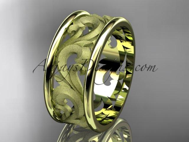 14kt yellow gold leaf and vine wedding ring, engagement ring, wedding band ADLR121 - AnjaysDesigns